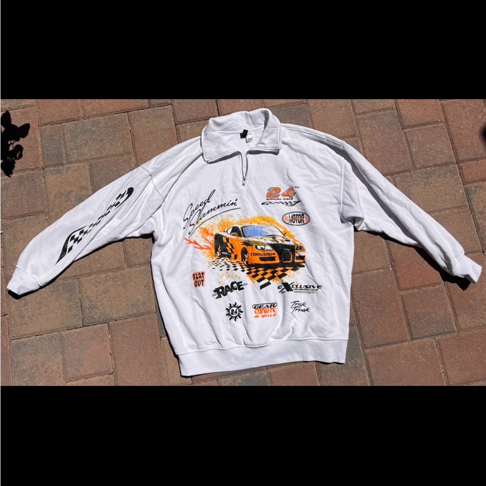 Divided White Zip-Up Sweatshirt